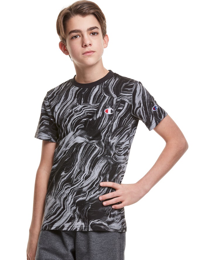 Champion Marble Dye Print T-Shirt Jongens - Zwart - Belgie 3487FIRMS